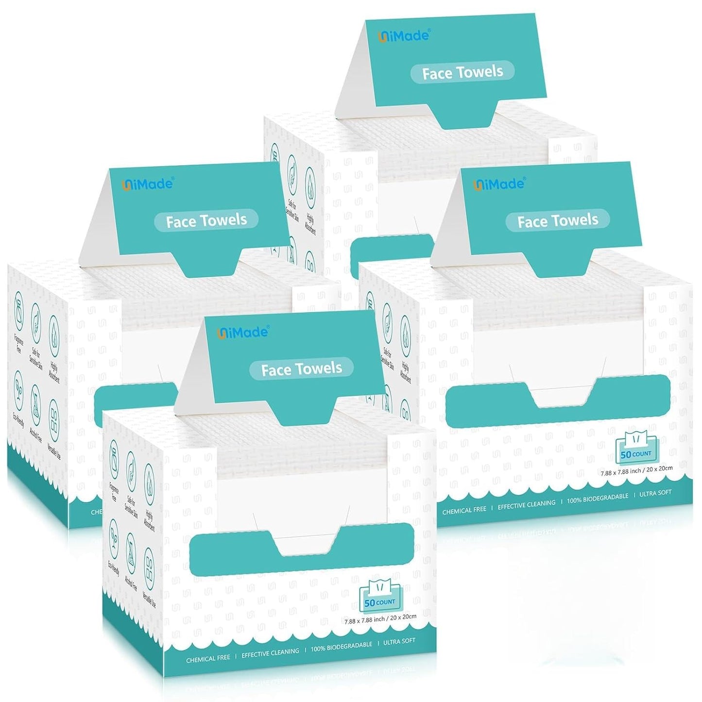 Face Towels, 200 Count Disposable Face Towelette for Washing Face, Skincare, Ultra Soft Facial Towel for Sensitive Skin, Lint-free Makeup Remover Dry Wipes - 4 Box