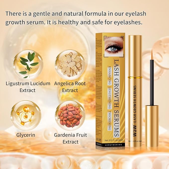 Lash Serum - Eyelash Growth Serum for Longer, Fuller, Thicker Lashes - Gentle Formula, 4ml