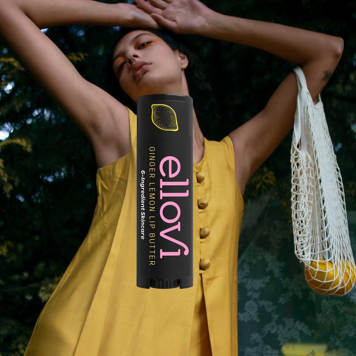 Ellovi Natural Lip Butter Lip Balm - Ginger Lemon - Pure Enough to Eat - Made With Just 6 Vegan Ingredients - 100% Natural & Organic Moisturizing Lip Care for All Day Hydration (Single)