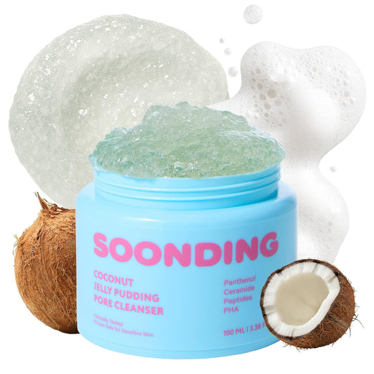 Coconut Jelly Pudding Cleanser | Deep Pore Cleansing & Gentle Exfoliation with Jelly-to-Foam Texture | Hydrating Face Wash with Panthenol, Ceramide & Peptides (100ml)