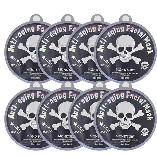 MOND'SUB Skull face mask,Hydrating and Soothing Facial Mask,Enriched with Peptides,Firm aging skin 8 packs-Spa Beauty Masks
