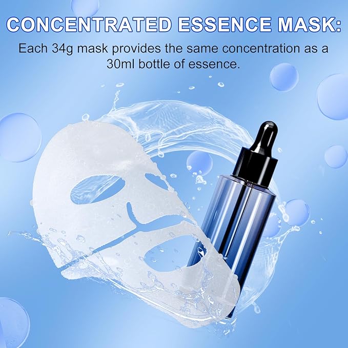 Collagen Face Mask 12PACK, Deep Hydrating Face Collagen Mask Overnnight, Collagen Face Mask for Women Skincare, Elasticity, Firming, Moisturizing, Suitable for All Skin Types, Christmas Gift for Women