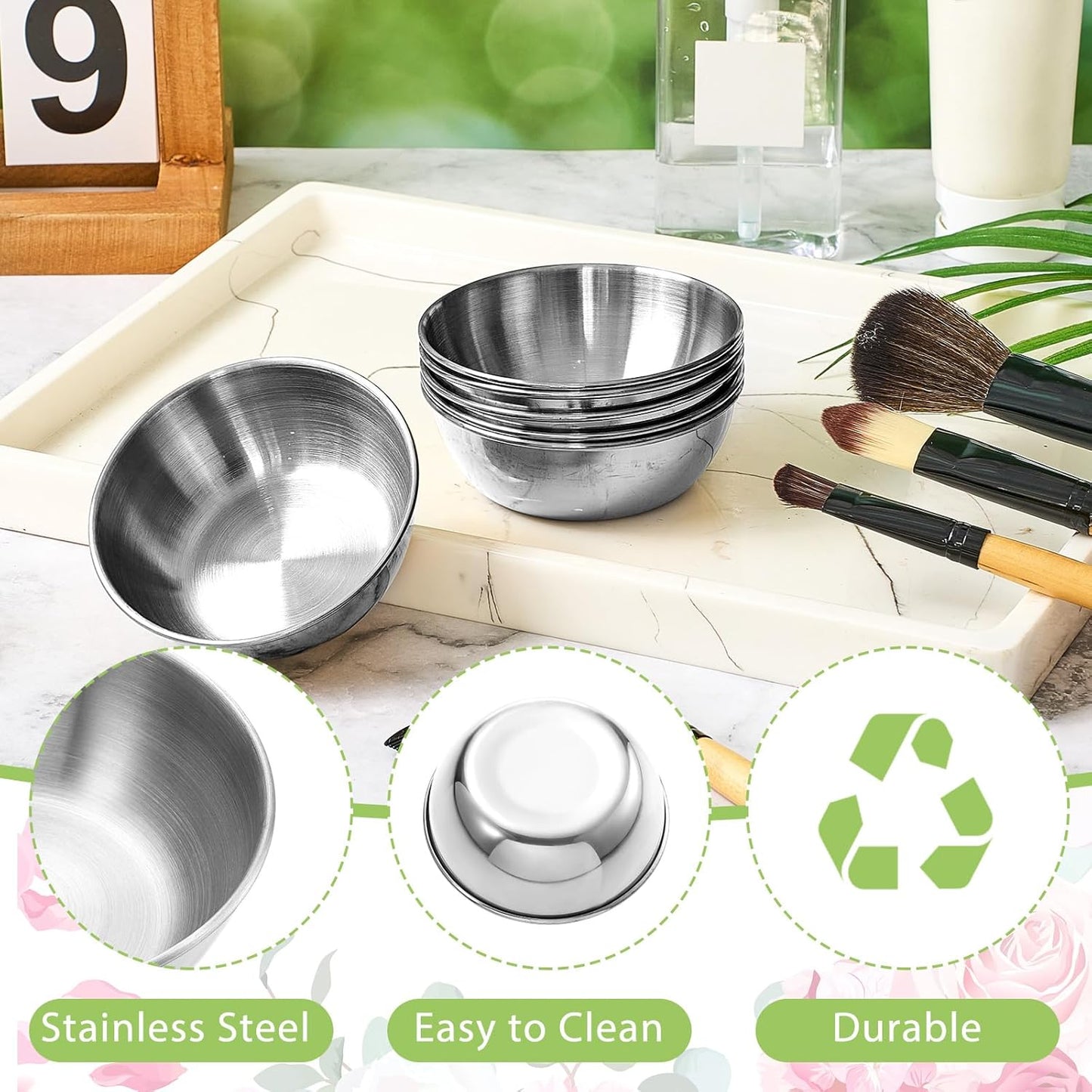 12 Pcs 3.23 In DIY Face Mask Bowl Stainless Steel Esthetician Facial Mask Bowl Small Facial Esthetician Supplies for Women Skincare Products Lady Home Salon Cosmetic Beauty (Silver)