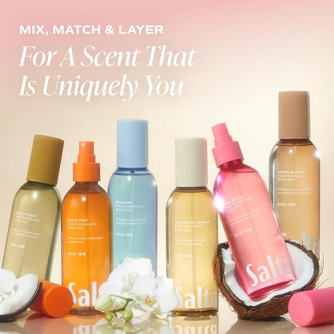 Saltair Salt Water Vanilla Body Mist 2 Pack - Fine Fragrance, Body Oil, & Multi-Lipid Body Butter Bundle