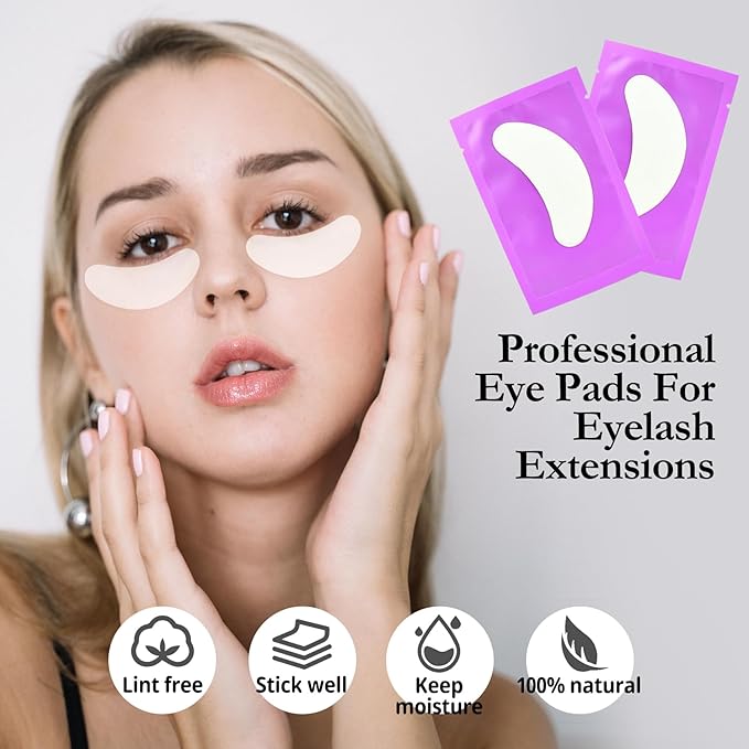 50 Pairs Under Eye Patches, Eye Gel Pads, Eyelash Extension Eye Pads for DIY Lash Extension Supplies, Eyelash Extension (50 Pairs, Purple)