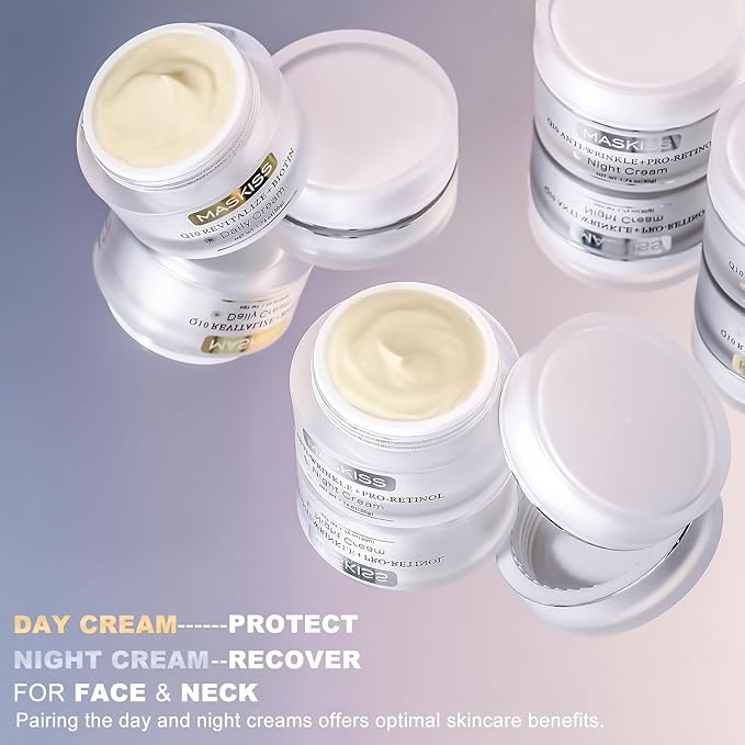 24K Gold Under Eye Patches (25 Pairs) & Q10 Anti-Wrinkle Night Cream, Pro-Retinol Face Moisturizer for Firming, Hydrating & Anti-Aging Skincare