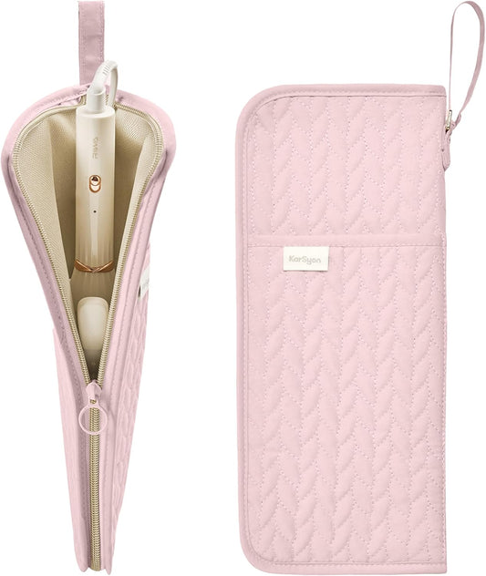 Hot Tools Organizer Heat Resistant Mat Case Hair Tools Holder Travel Bag Portable Hair Styling Tools Cover Pouch for Curling Iron,Flat Iron,Hair Straightener (Pink)