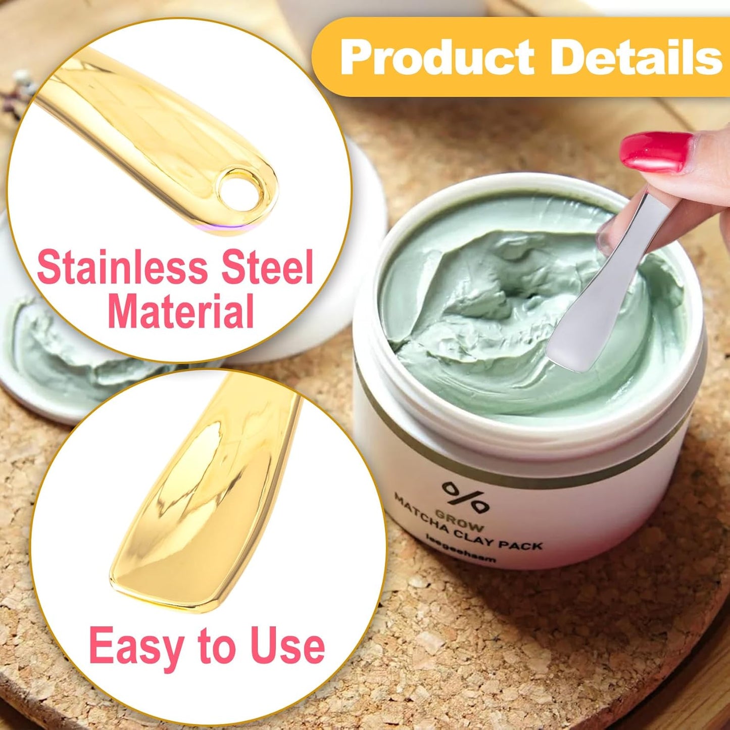 3pcs Metal Facial Spatula, Mini Facial Massage Sticks for Women, Reusable Cosmetic Spoons Skincare Applicators for Eye Cream Lotion Moisturizers- Gold & Silver & Rose Gold