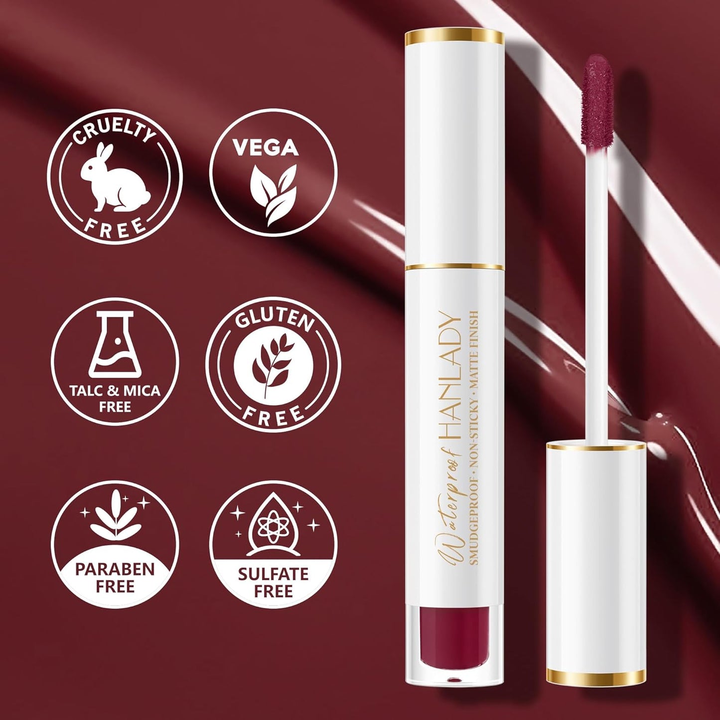 Dark Burgundy Long Lasting Lipsticks for Women Pigmented Smudgeproof Transferproof Vegan Cruelty Free Lip Makeup (A47 Flamingo, 1 Pack)