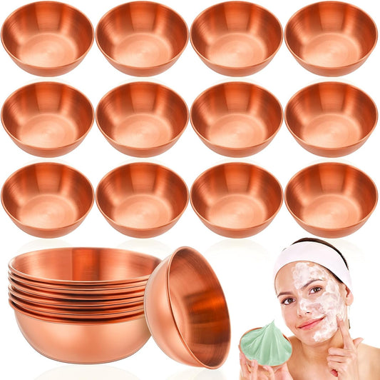 12 Pcs 3. 23 In DIY Face Mask Mixing Bowl Stainless Steel Esthetician Facial Mask Bowl Facial Small Mixing Esthetician Supplies for Lady Women Skincare Home Salon Cosmetic Beauty (Rose Gold)