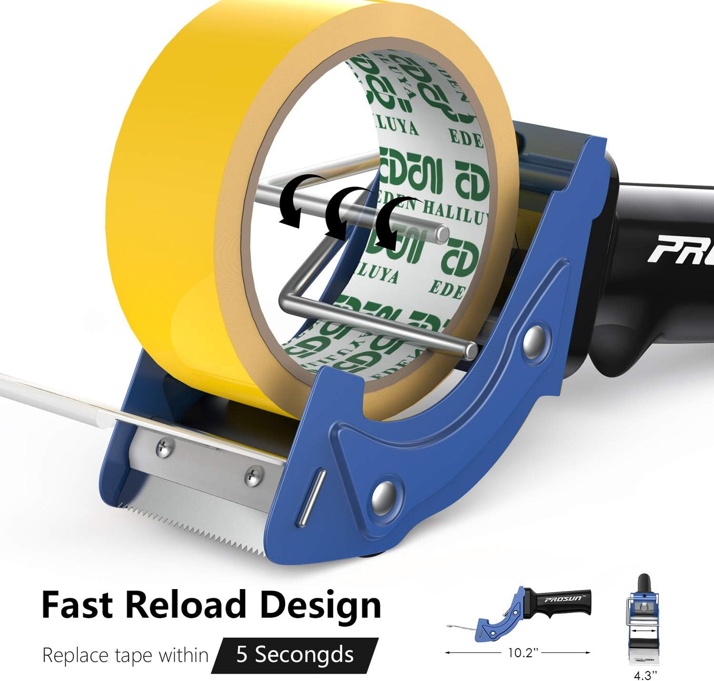 Fast Reload 2 Inch Tape Gun Dispenser Packing Packaging Sealing Cutter Blue