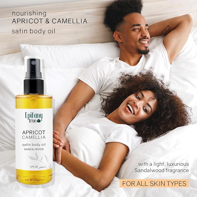 Apricot & Camellia Body Oil 4oz Wellness Self-Care Gift Set, 4 Pieces, Natural, Scented Coconut Soy Candle 4oz, Calendula Lip Balm 0.15 oz, Just Breathe Essential Oil Roll-On 0.33oz