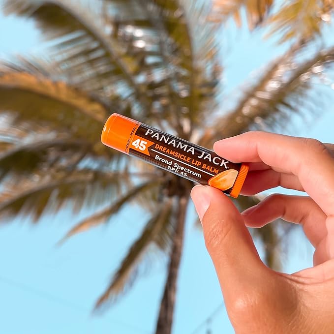 Panama Jack Sunscreen Lip Balm - SPF 45, Broad Spectrum UVA-UVB Sunscreen Protection, Prevents & Soothes Dry, Chapped Lips, Dreamsicle, Pack of 3