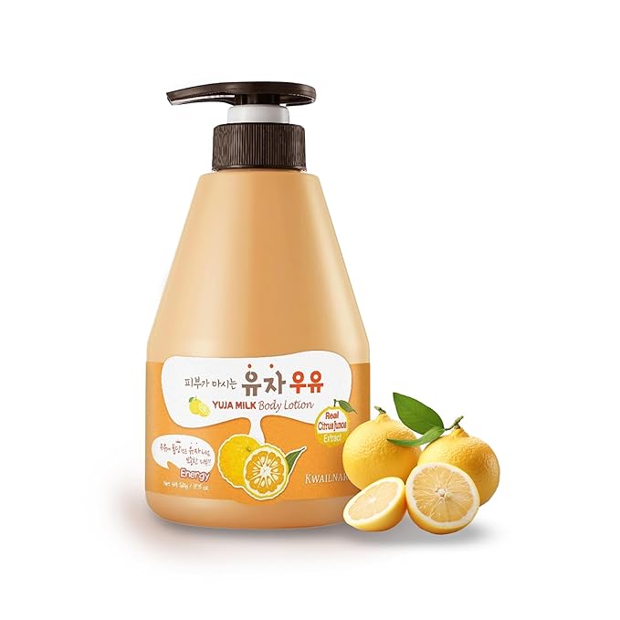 WELCOS Kwailnara Yuja Milk Body Lotion & Body Wash Set – Moisturizing & Revitalizing Korean Skincare Bundle with Yuja Extract, 560g / 19.75oz Each