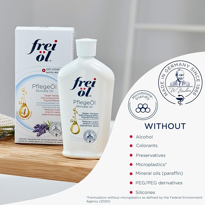 skincare oil – fast absorbing, nourishes skin soft and smooths – excellent as body oil for stretch marks removal and vitamin e oil for scars, microbiome-friendly and vegan, 125 ml / 4.23 Fl Oz