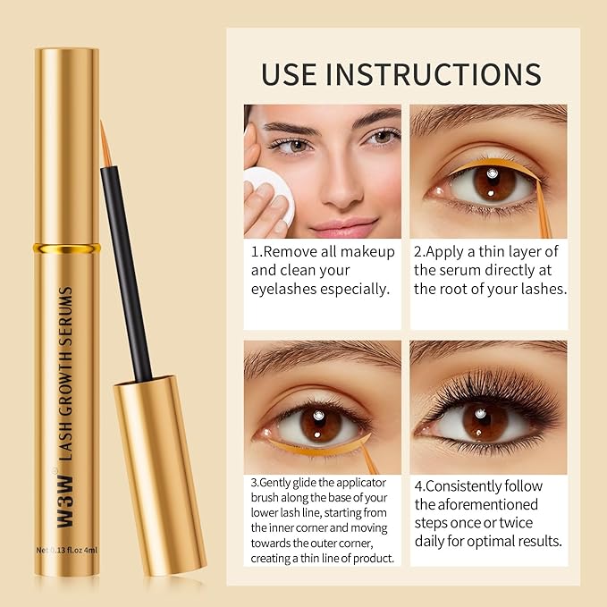 Lash Serum - Eyelash Growth Serum for Longer, Fuller, Thicker Lashes - Gentle Formula, 4ml