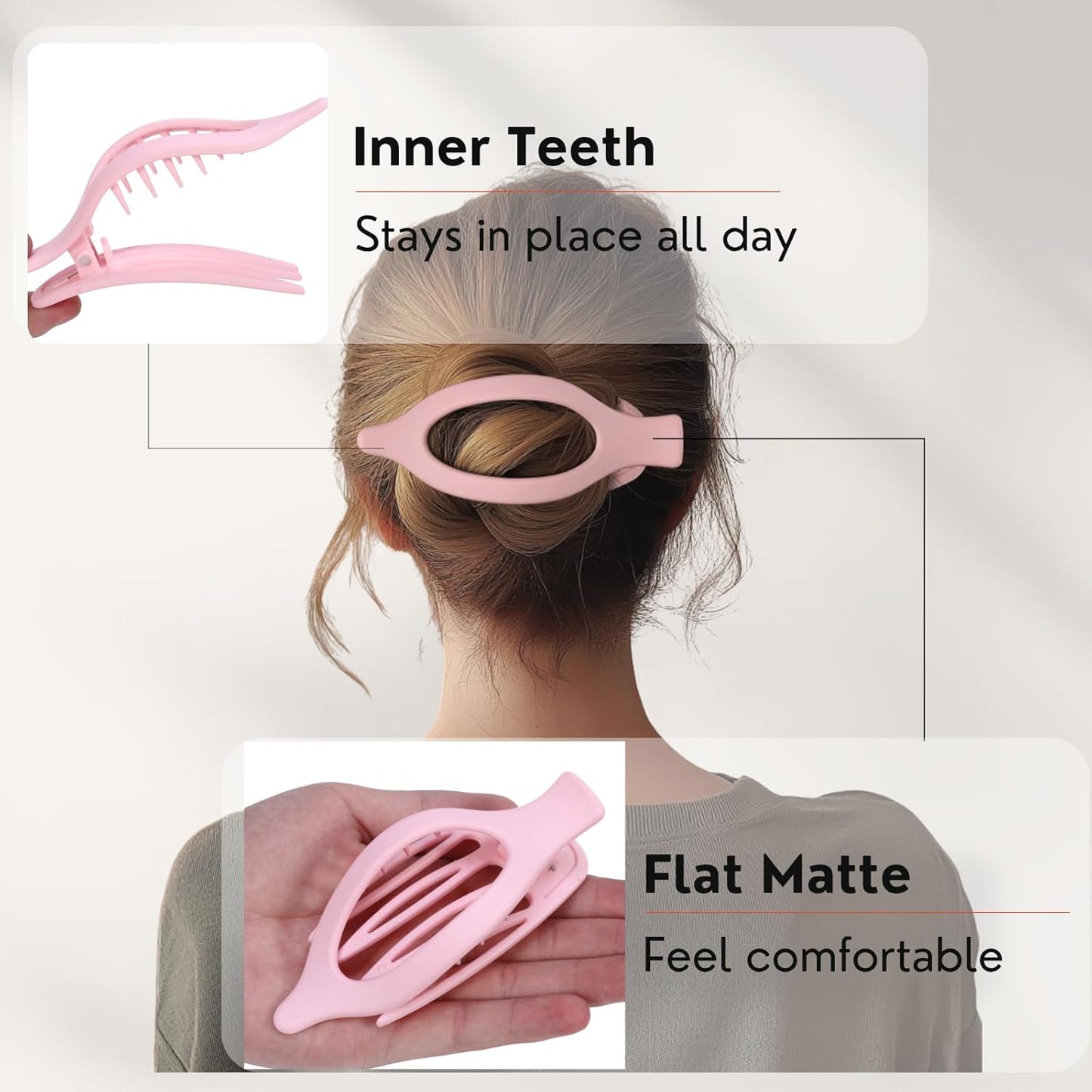 8 Pack Pastel Pink Flat Hair Clips – Cute Matte Gradient Claw Clips for Girls & Women, Strong Hold No-Slip Barrettes for Thick or Thin Hair, Aesthetic Soft Girl Style Accessories