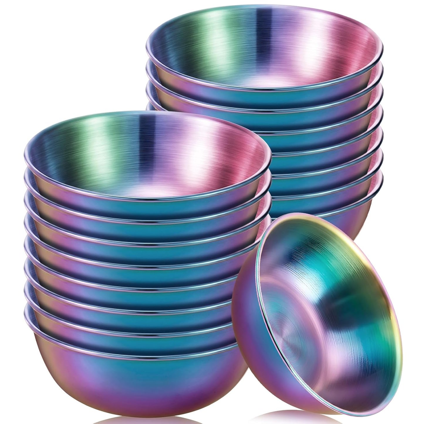 Vesici 16 Pcs Stainless Steel Facial Bowls 3.35 Inches Esthetician Mixing Bowls Esthetician Supplies for Women Skincare Salon Cosmetic Spa Home Use(Laser Color)