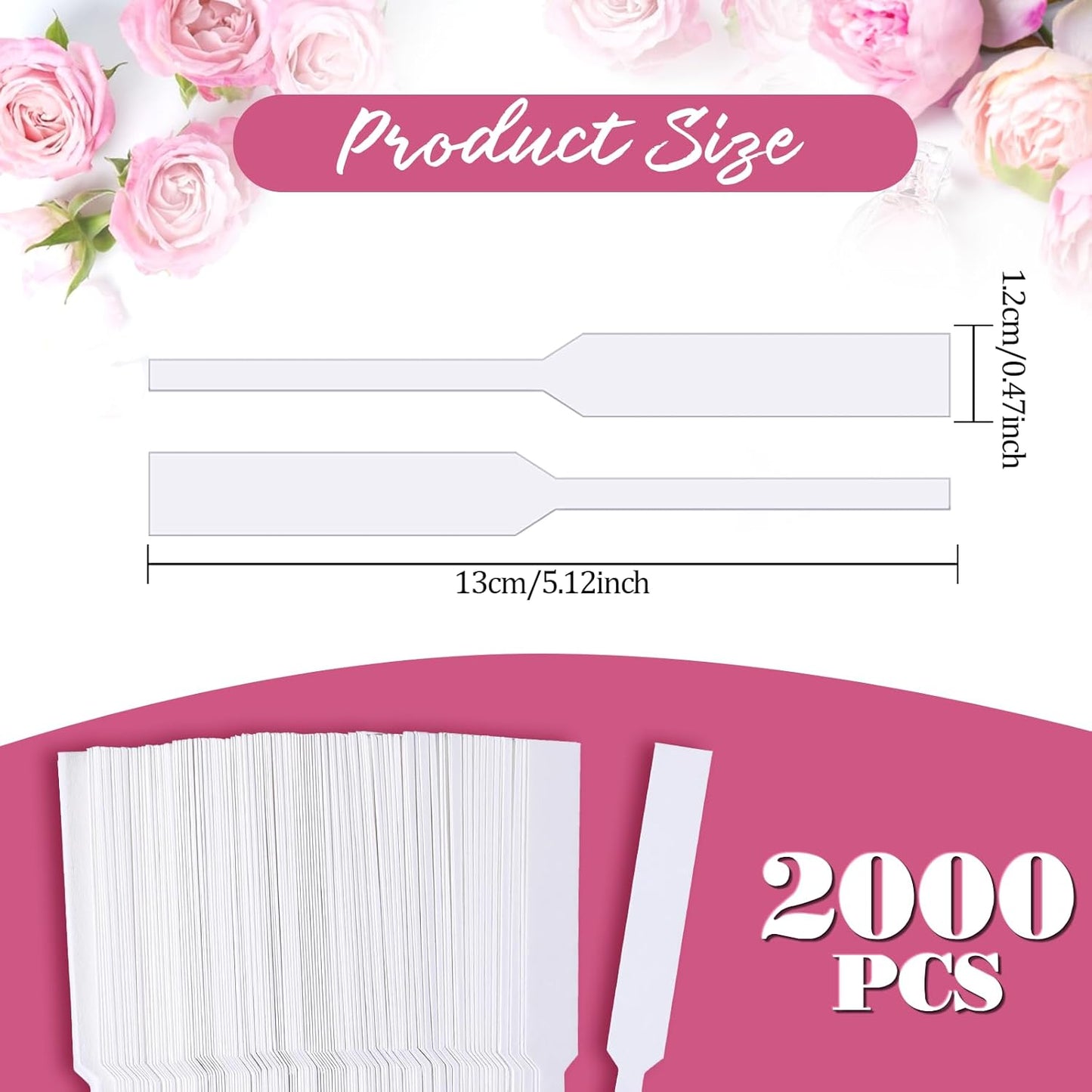 2000PCS Perfume Tester Strips Disposable Fragrance Strips Pure White Strong Absorbent Blotter Essential Oils Test Paper Card for Diffuser Aromatherapy Scents Spice Testing