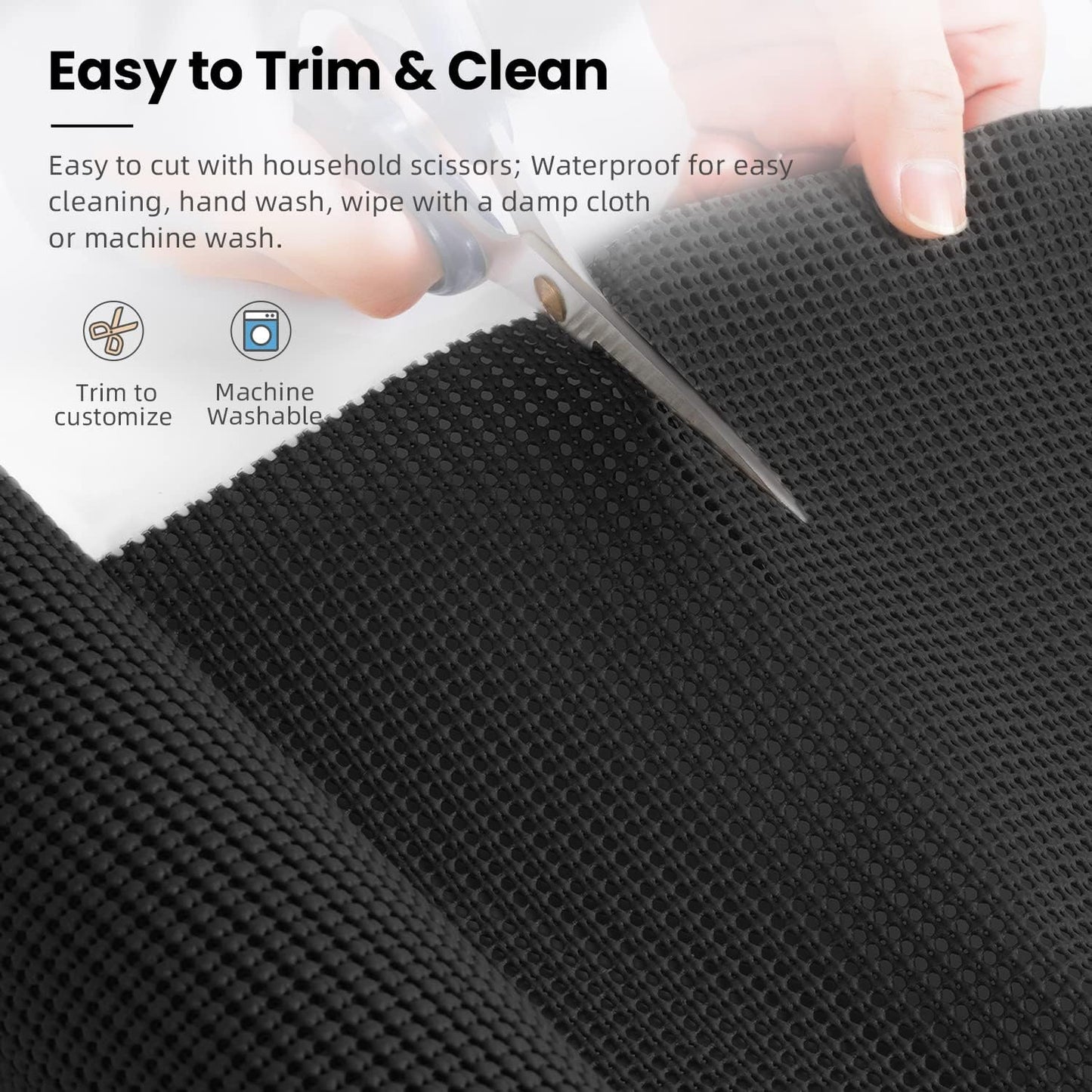 BAGAIL Drawer and Shelf Liner, 12 in X 20 Ft Non-Adhesive Shelf Liners for Kitchen Cabinets, Thick Strong Grip Liners for Desk, Shelves, Bathroom Drawers, Cabinet Protection - Black