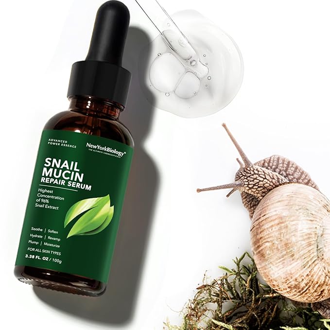 New York Biology 96% Korean Snail Mucin Serum for Face 3.38 Fl. oz 100 ml – Facial Skin Care Snail Mucin Moisturizer for Dry, Dull Skin and Wrinkles – Skin Care Hydrating Face Serum