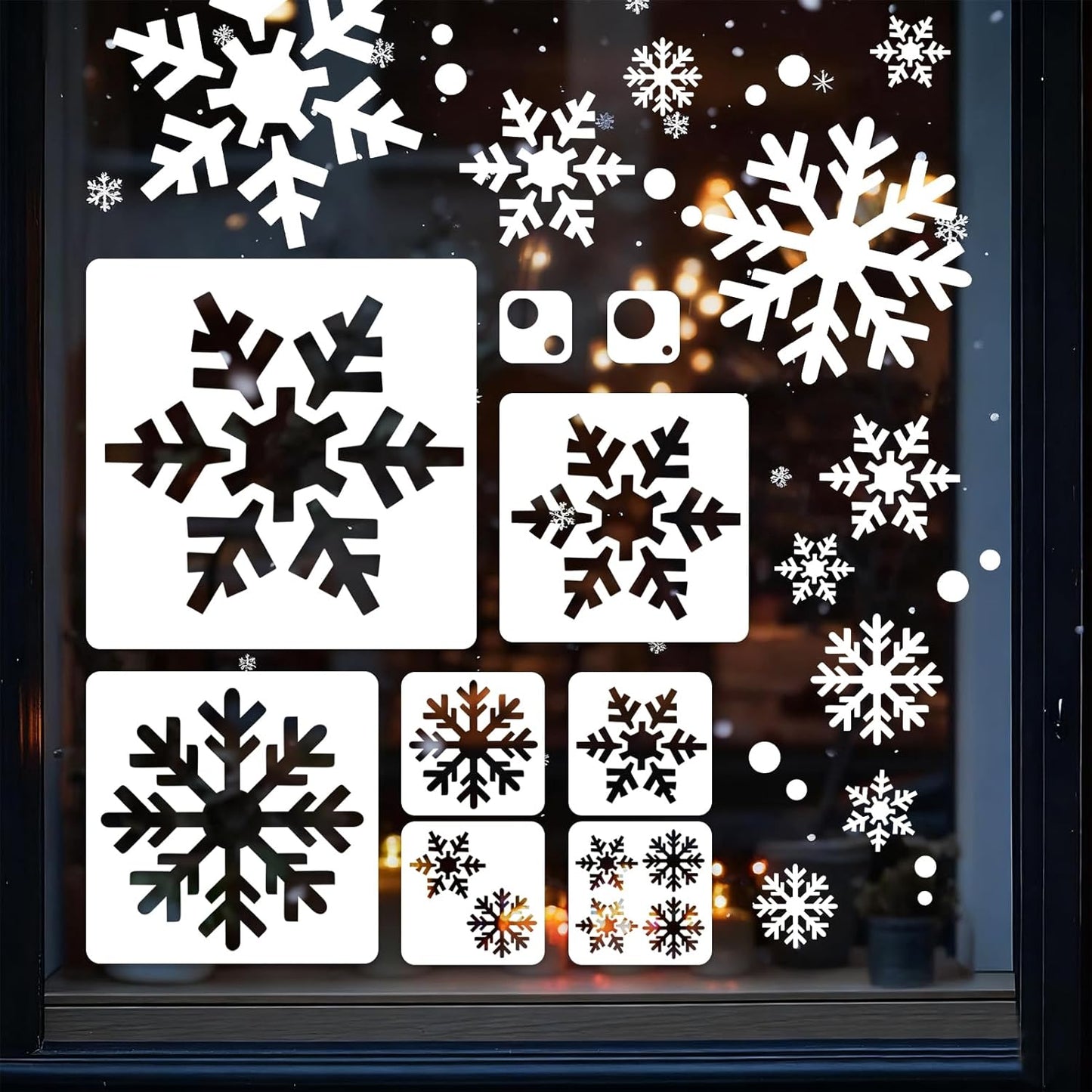 9 Pcs Large Snowflake Stencils for Window, Snow Flake Templates for Glass Large Snowflake Window Decorations Xmas Stencils Winter Decor for Painting on Wood Wall Card (Style 1)