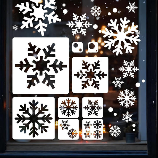 9 Pcs Large Snowflake Stencils for Window, Snow Flake Templates for Glass Large Snowflake Window Decorations Xmas Stencils Winter Decor for Painting on Wood Wall Card (Style 1)