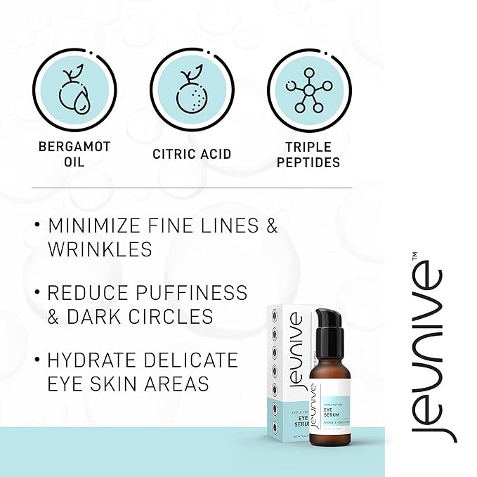 Deep Hydration Refreshing Triple Peptides Daily Eye Correction Serum | 48Hr Hydrating Delicate Eye Skin Area to Reduce Dark Circles, Puffiness, Fine Lines and Wrinkles, 1 oz (28g)