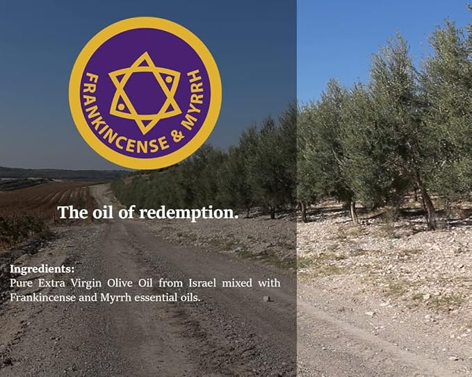 Premium Frankincense & Myrrh Anointing Oil Hand Made in Israel - 100% Natural, Pure EVOO & Essential Oils - Holy Bible Precious Gifts for Religious, Spiritual Use - Temple, Home, Diffuser 0.34 Fl Oz