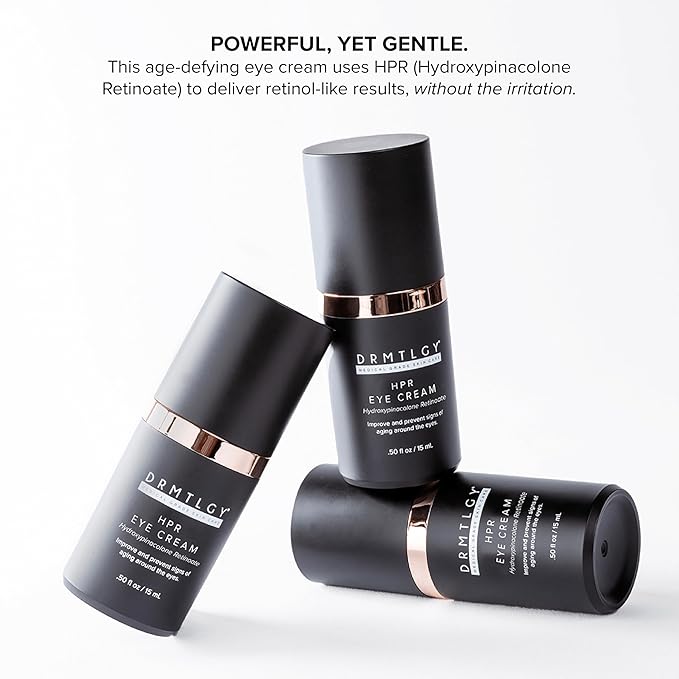 DRMTLGY Bright Eyes Set: HPR Eye Cream & Brightening Eye Masks - Target Dark Circles, Puffiness, Wrinkles, and Bags Under Eyes