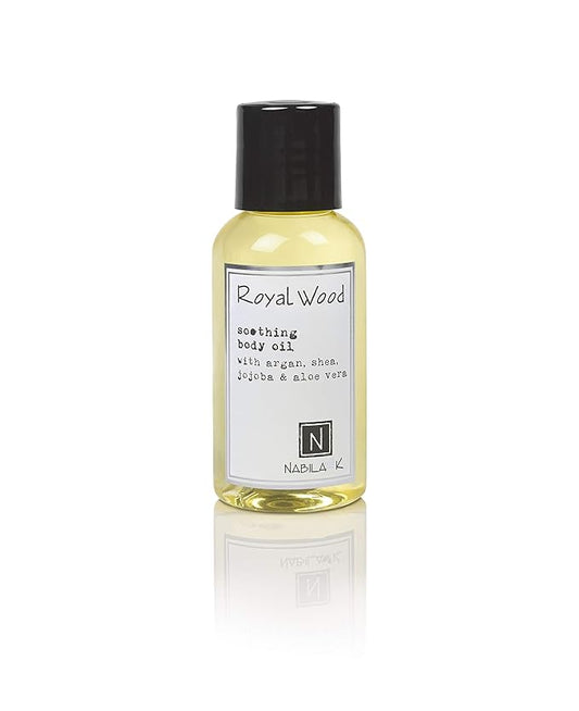 Royal Wood (Marigold & Sandalwood Scent) Body Oil, Travel Size 2.4 oz Moisturize & Nourish with Argan & Coconut Oil - Vitamin C Enriched - Naturally Derived, Vegan-Friendly