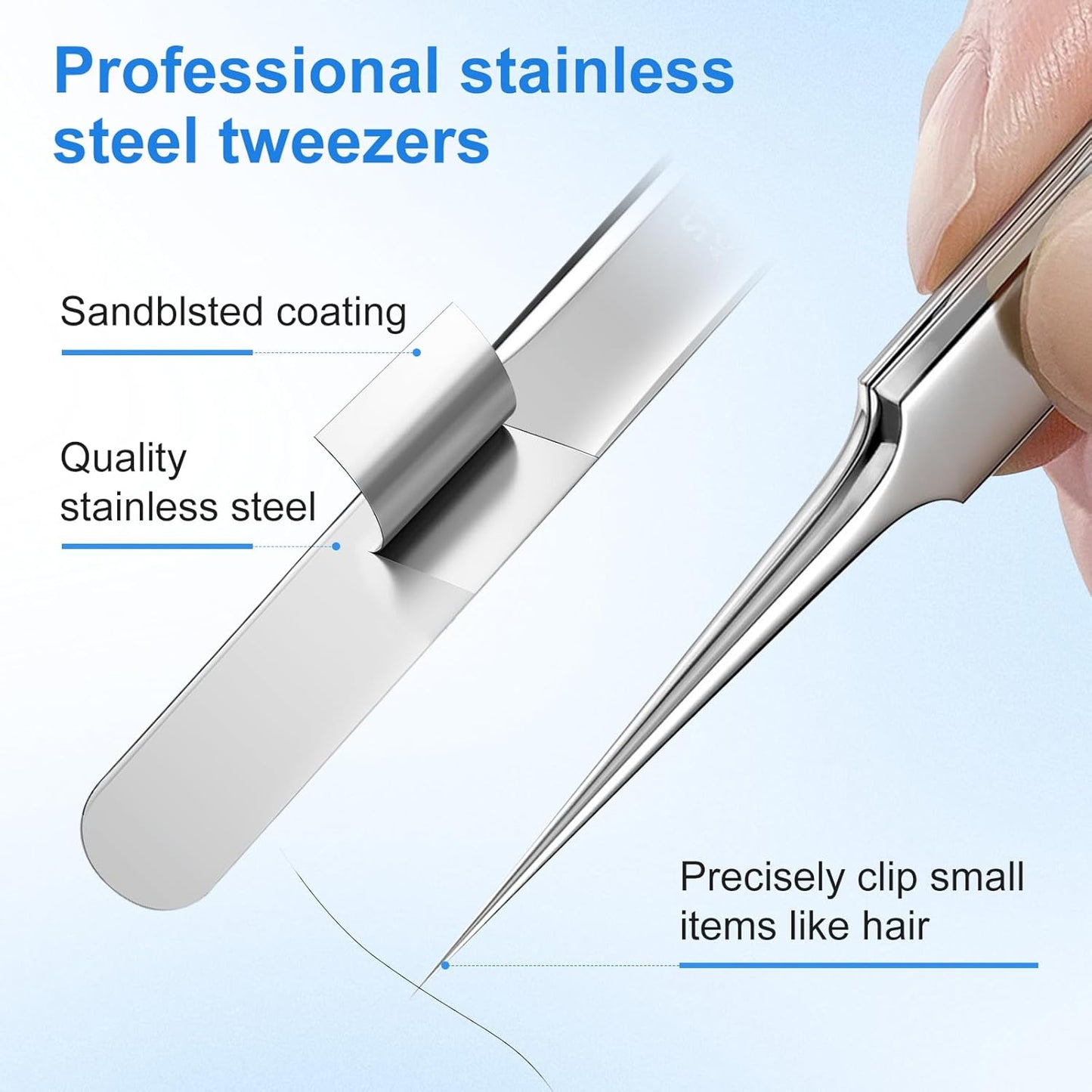 Blackhead Remover Tweezers, Pimple Popper Tool Kit, Ingrown Hair Tweezers, Blackhead Extractor, Skin Zit Acne Blemish Popping Removing Surgical Tweezers Tools for Nose Eye Face