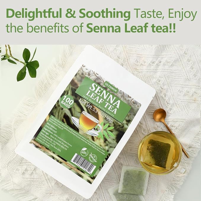 Premium 100 Senna Tea Bags, Made with 100% Natural Senna Leaves, No Additives & Caffeine Free.