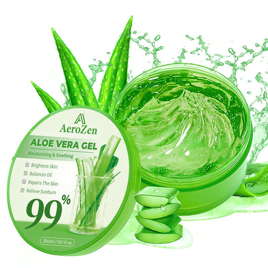 Aero Zen 99% Pure & Organic Aloe Vera Gel - 1-Pack (10.1oz) | Premium Hydration for Daily Use & After Sun Care | Lightweight, Non-Greasy & Alcohol-Free Formula for Face, Body & Hair | Vegan