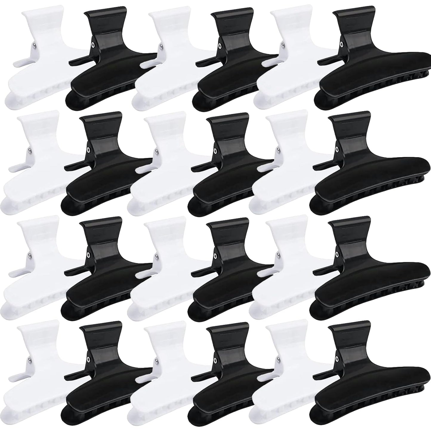 Ondder 24 Pcs White Black Hair Clips for Styling Sectioning Butterfly Pro Salon Hair Clips Clamps for Cutting, Styling, Sectioning Hair Accessories for Women