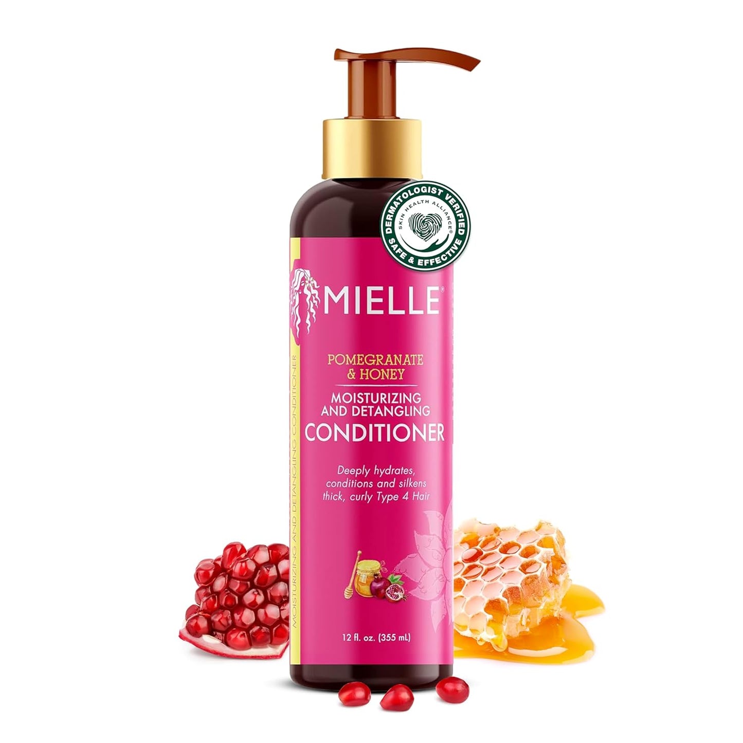 Mielle Organics Pomegranate & Honey Detangling Conditioner for Curly Hair - Deep Moisturizing Conditioner to Help Strengthen Strands, Prevents Breakage and Split Ends & Improves Hydration (12 Fl Oz)