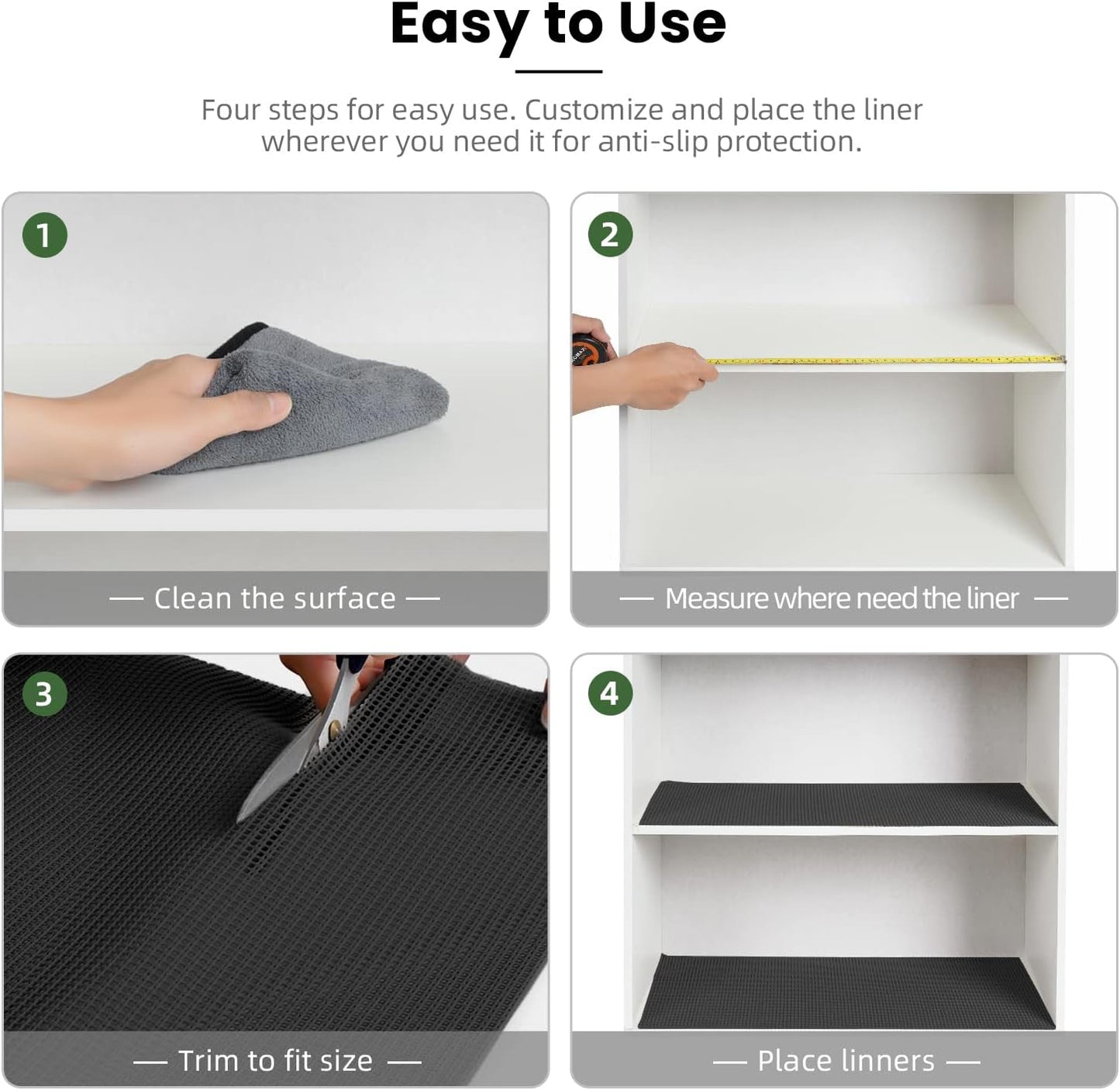 BAGAIL Drawer and Shelf Liner, 20 in X 10 Ft Non-Adhesive Shelf Liners for Kitchen Cabinets, Thick Strong Grip Liners for Desk, Shelves, Bathroom Drawers, Cabinet Protection - Black