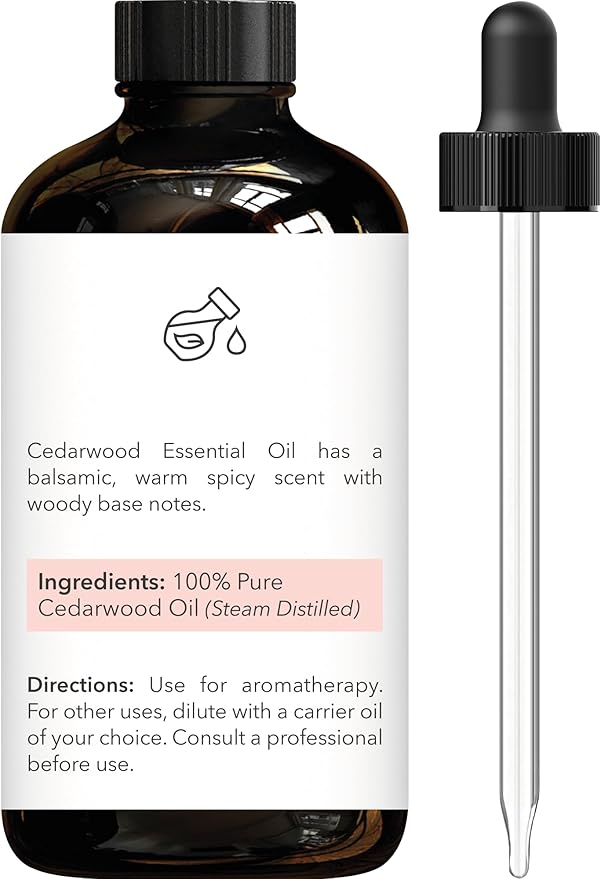 Brooklyn Botany Cedarwood Essential Oil - Huge 4 Fl Oz - 100% Pure and Natural - Premium Grade with Dropper - for Aromatherapy and Diffuser
