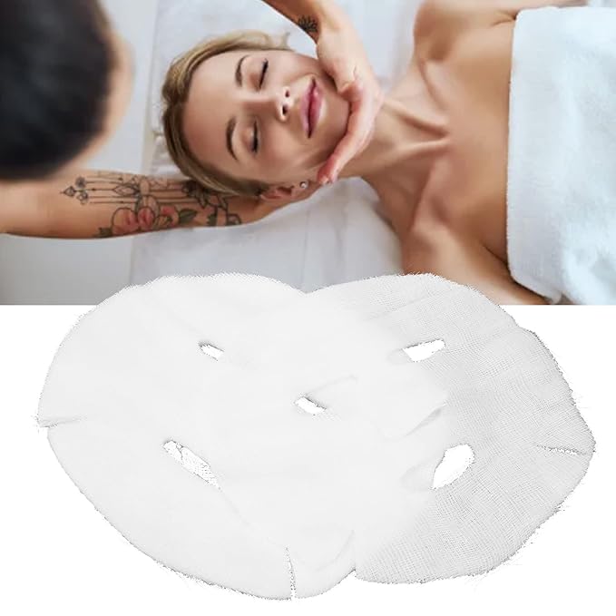 Yosoo Gauze Masks Facials, 50PCS Gauze Facial Mask Strong Permeability Mask Water Absorption Disposable DIY Face Mask Sheets DIY Cosmetic Face Spa Skin Care Skin Fiber Paper Facial Paper Sheet