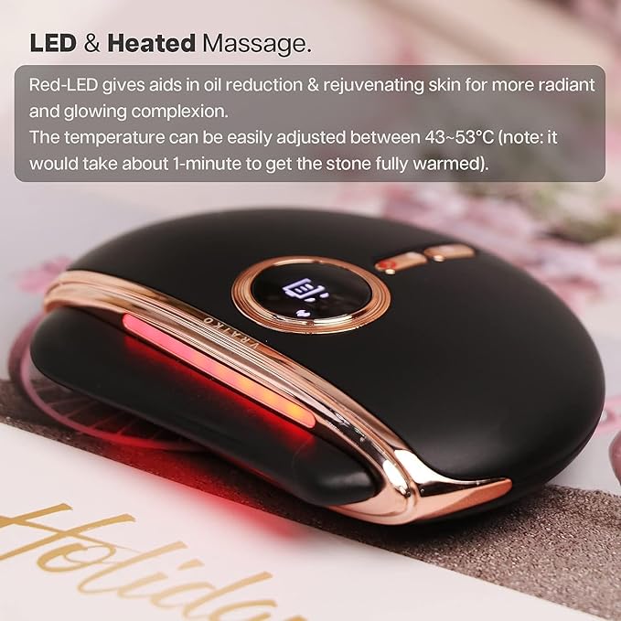 Eclipse Gua Sha Facial Tools, Face Sculpting Tool, Electric Face Massager with 3-Level Heat & Vibration & 1000mAh Battery, Anti-Aging, Neck & Face Lift, Wrinkle and Puffiness Reduction