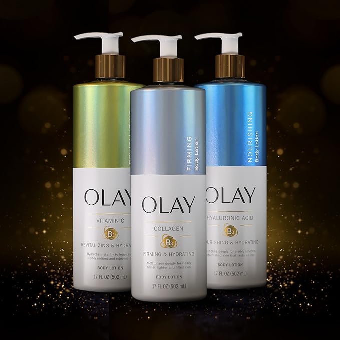 Olay Brightening Body Lotion for Women with Lightweight Vitamin C, Visibly Improves Skin, 17 fl oz (Pack of 4) - Packaging may vary