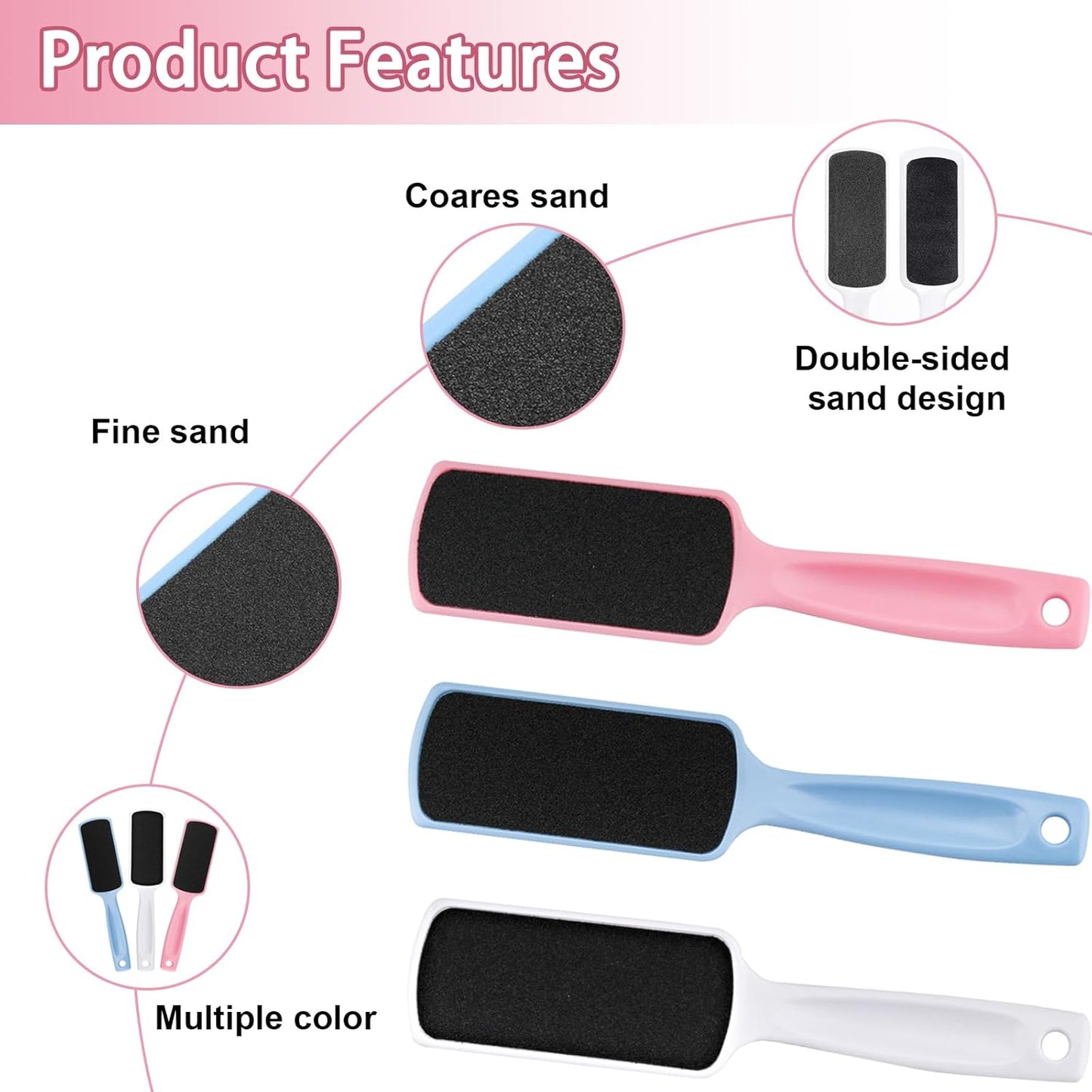 36 Pieces Flat Shaped Foot File Foot Callus Remover with Double Sided Feet Rasp Professional Pedicure Foot File for Grit Exfoliates Removes Dead Skin,3 Colors