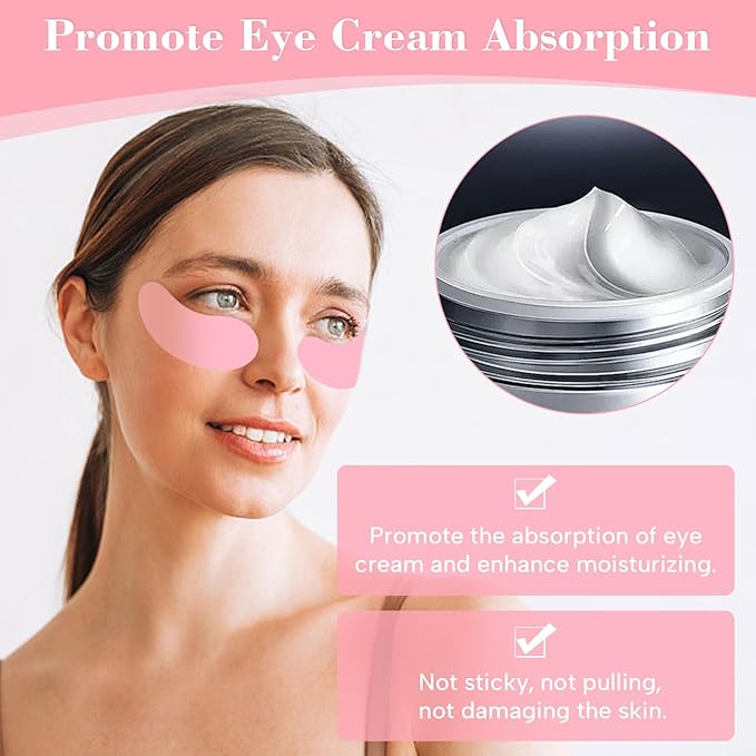 2 Pairs Under Eye Patches Silicone - Reusable Eye Patches, Eye Wrinkle Patches, Under Eye Mask, Plump Fine Lines & Wrinkles with Metal Eye Cream Applicator, Tin Case