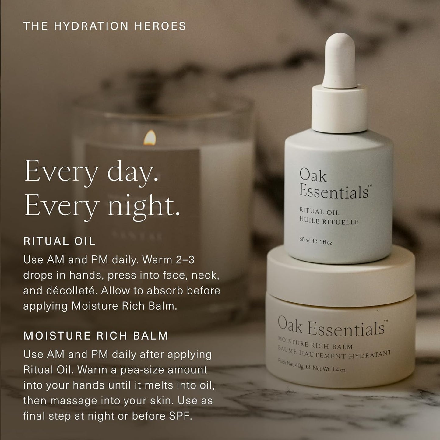 Oak Essentials Hydration Heroes Set | 2-Piece Moisturizing Kit with Blue Tansy Ritual Oil & Sea Buckthorn Moisture Rich Balm