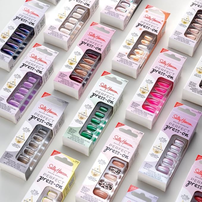 Sally Hansen Instant Cuticle Remover & Salon Effects Lunar Eclipse Press On Nails Kit - 15 Second Cuticle Gel with Aloe & 30 Nail Designs with Nail Glue