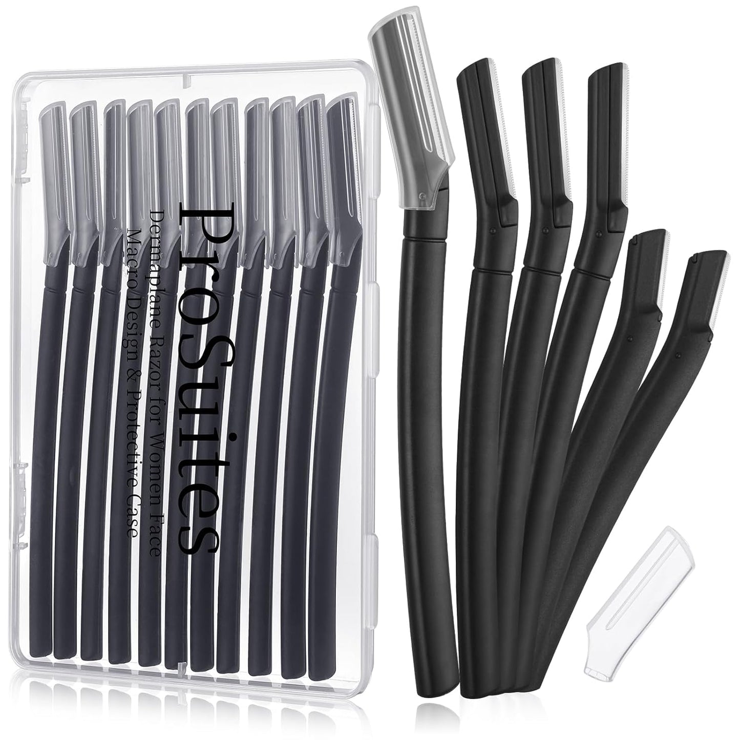 16 Count Dermaplane Razor for Women Face, Professional Facial & Eyebrow Hair Remover, Gentle Face Razors Skin Exfoliation with Precision Blades, Black