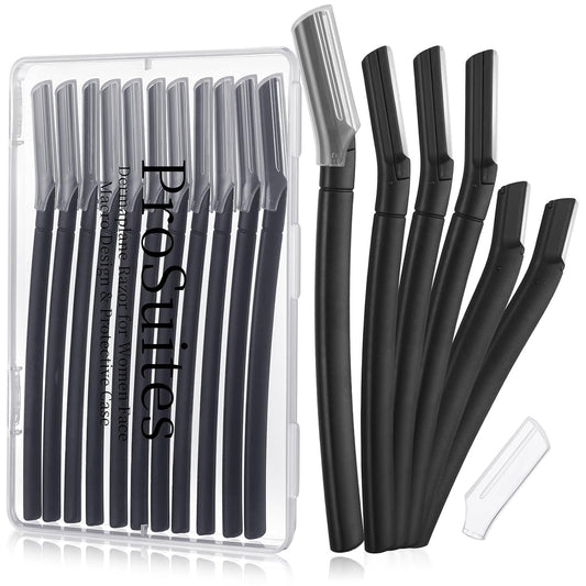16 Count Dermaplane Razor for Women Face, Professional Facial & Eyebrow Hair Remover, Gentle Face Razors Skin Exfoliation with Precision Blades, Black