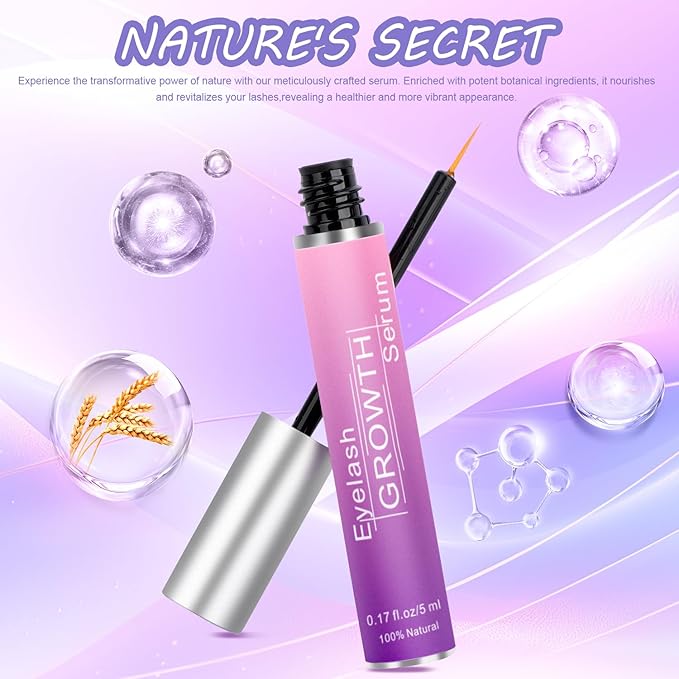 Premium Eyelash Growth Serum and Eyebrow Enhancer by Aomock, Lash Serum - 5ml,Lash Boost Serum for Longer, Fuller, Thicker Lashes & Brows…