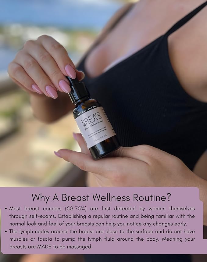 Brea's Breast Wellness Serum – Botanical Essential Oil Blend with Frankincense, Geranium, Evening Primrose & Jojoba for Soothing Massage & Skin Hydration – 1 fl oz