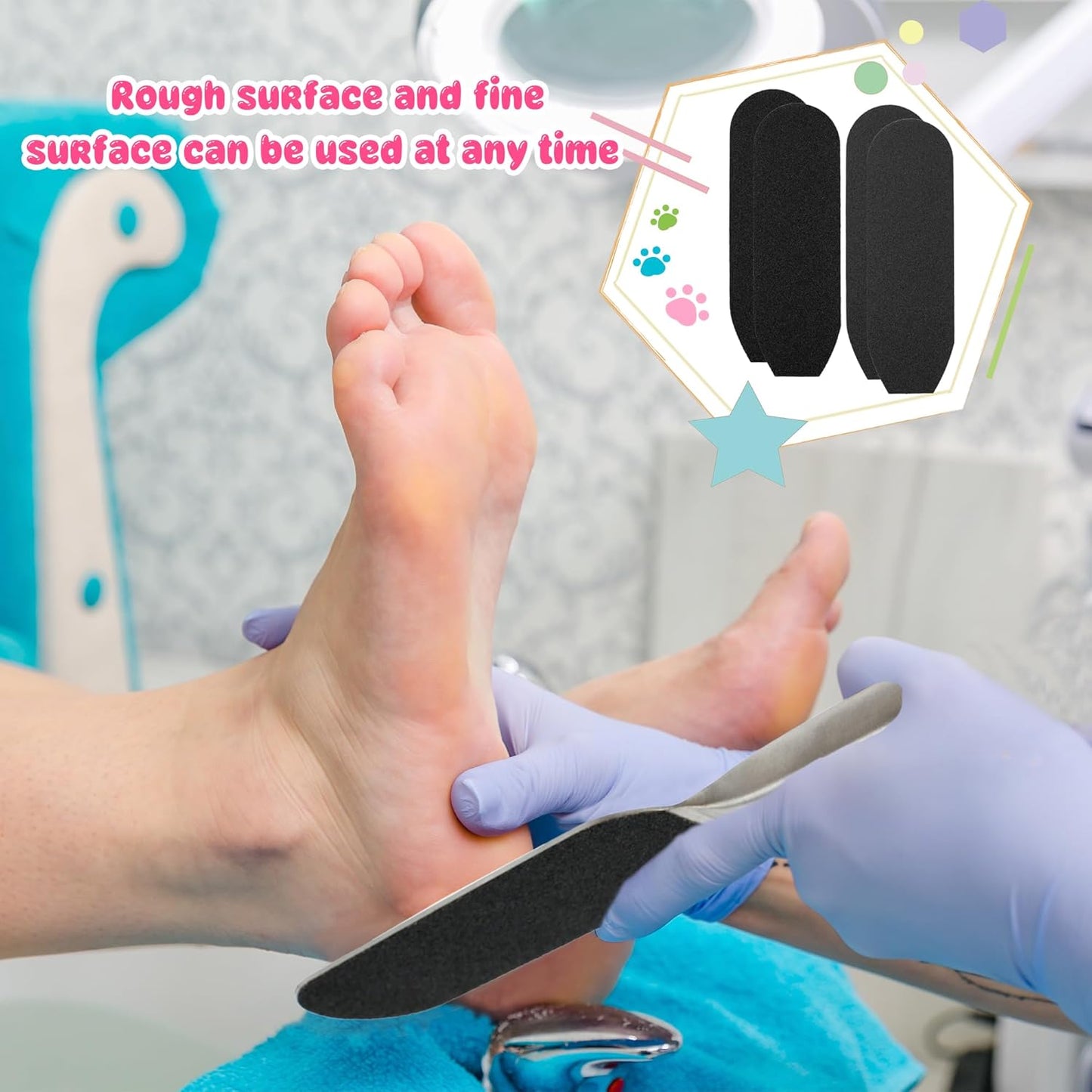 140 Pcs Stainless Steel Foot File Refills 120 Grit 180 Grit Foot File Replacement Pads Foot Rasp Pad with Removable Glue